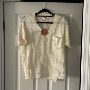 BiBi Ivory Knit V-Neck Top
